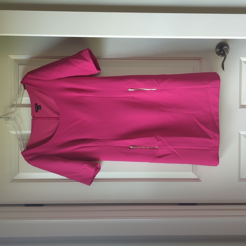 Ann Taylor Fuchsia Pink Short Sleeve Sheath Dress